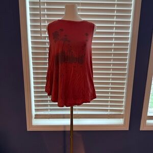 American Eagle Outfitters Red Graphic Muscle Tee